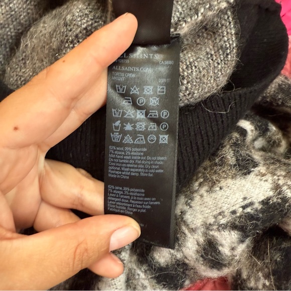 All Saints Mens Black Tortis Patterned Oversized Fit Sweater Size Medium - Picture 10 of 10